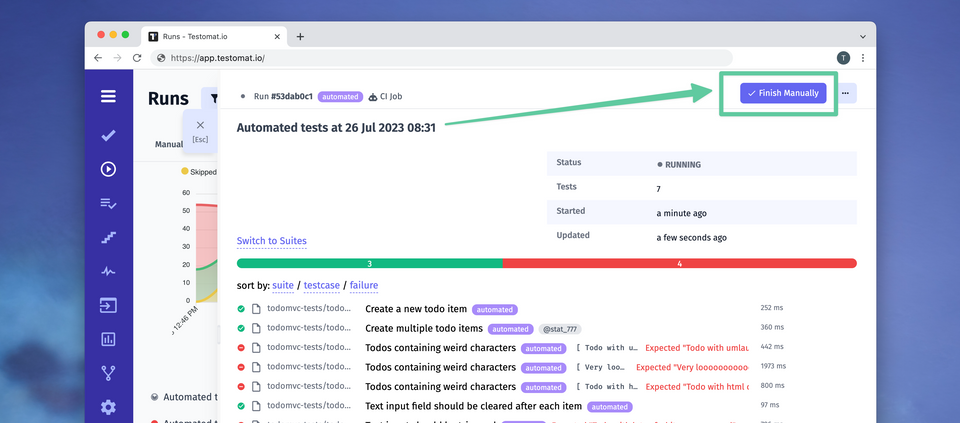 Release. Manual Completion, In-Progress Reports, Support Team Collaboration & BDD Import Fixes