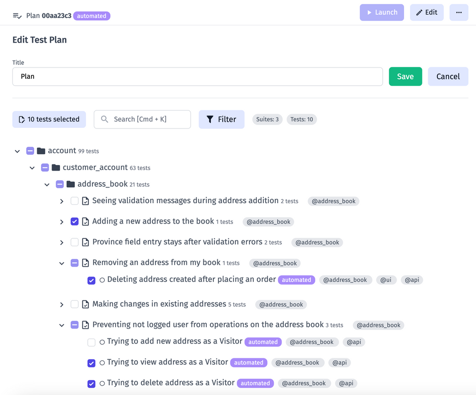 Release. Test Plans Enhancement And Fixes.